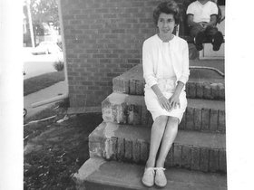 1965 Sept. Mom at Gorham Street w John.jpg